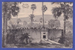 India 1914 old postcard Bombay Parsi Tower mailed from BOMBAY to France - Picture 1 of 2