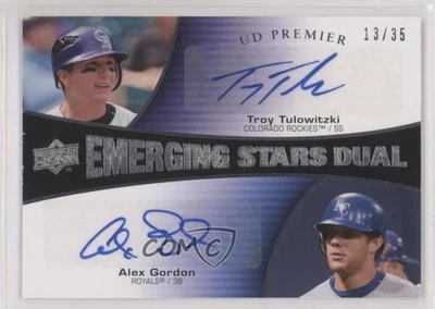 2008 UD Premier Emerging Stars Dual /35 Alex Gordon Troy Tulowitzki #ES-TG Auto - Image 1 of 2