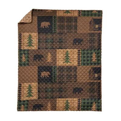 Your Lifestyle by Donna Sharp Brown Bear Cabin Microfibra Verde 50" x 60" Foto 1 de 4