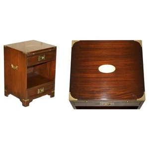 HARRODS KENNEDY MILITARY CAMPAIGN SIDE END TABLE DRAWERS INC BUTLERS SLIP TRAY - Picture 1 of 16
