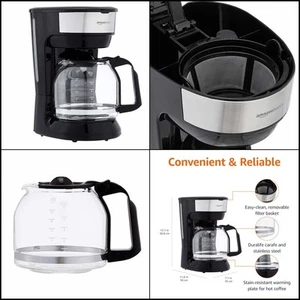 12 Cup Coffee Maker with Reusable Filter, Black & Stainless Steel - Picture 1 of 1