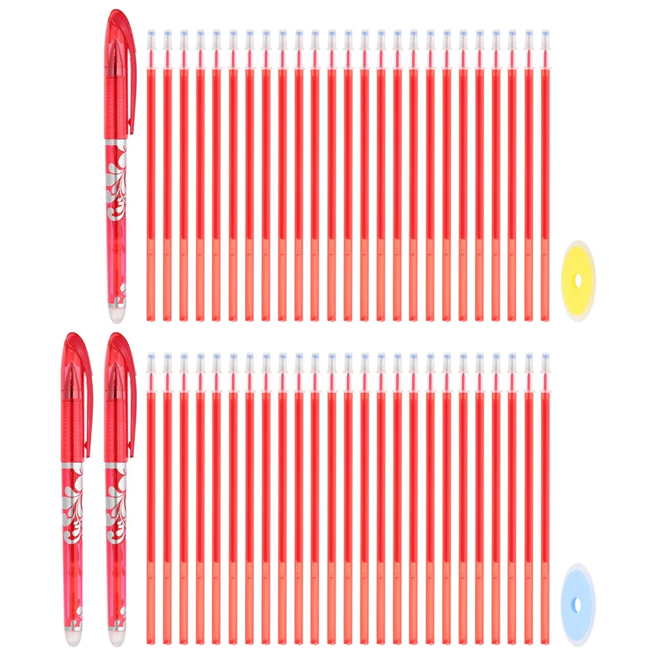 Paquete de 3 bolígrafos de gel borrables de 0,5 mm con 50 recargas y 2 gomas de borrar, rojos Foto 1 de 4