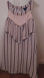 Torrid Women’s Pink Blue Striped Sleeveless Rayon Casual Blouse Top Size 1 - Picture 1 of 5