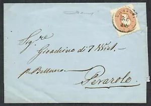 Italy c.1861 Lombardy Venetia 10s Brown to PERAROLO Expertised VFU - Picture 1 of 2
