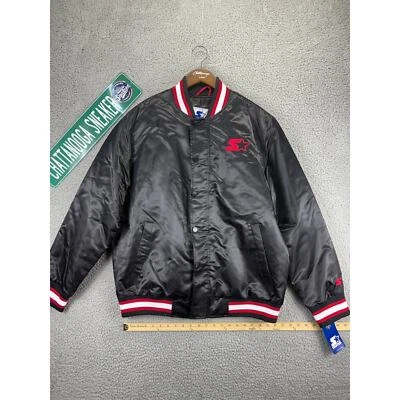 Starter Retro Satin Varsity Bomber Jacket Mens Large Black Red $225 NWT NEW L - Image 1 of 4