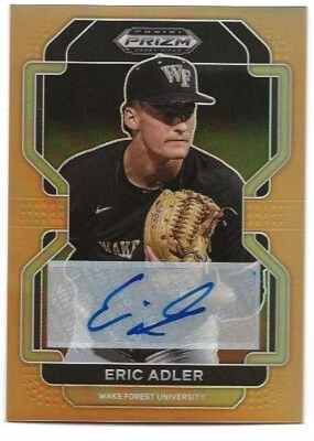 Eric Adler 2022 Panini Prizm Draft Picks Neon Orange Prizm Auto /20 Wake Forest - Image 1 of 2