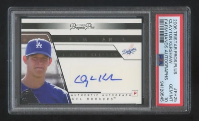 PSA 10 Clayton Kershaw 2006 TRISTAR PROSPECT RC AUTÓGRAFO SP FUTURE HOF HOT Foto 1 de 2