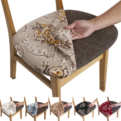 Fundas de asiento de silla elásticas estampadas de spandex 2/4/6 piezas para sillas de comedor Foto 1 de 4