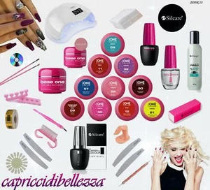 KIT RICOSTRUZIONE UNGHIE COMPLETO SILCARE 10 GEL COLOR UV LAMPADA LED NAIL ART - Foto 1 di 2