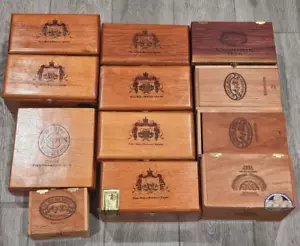 LOT of 12 MIXED WOOD CIGAR BOXES - Picture 1 of 13