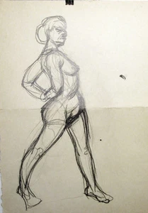 NUDES Pencil and ink drawings on both sides of paper by U/K Russian artist  - Bild 1 von 2