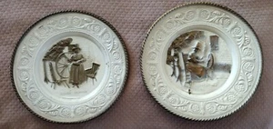 Vintage England Embossed Brass Wall Hanging 12.5" Plate WELSH WOMAN, JENNY JONES - Picture 1 of 5