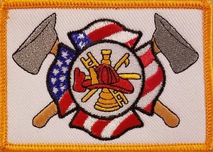 Patch pompiere con gancio adesivo fissaggio bandiera USA ed emblema ascia - Foto 1 di 1