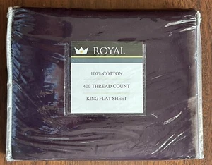 Royal King 400 Fadenzahl flaches Laken 100 % Luxus gekämmt Baumwolle burgundisch - Bild 1 von 3