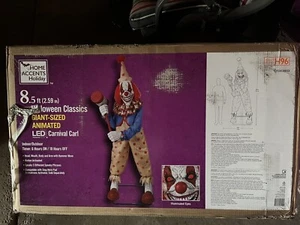 Home Accents Holiday 8.5 ft. Giant-Sized Animated LED Carnival Carl Scary Clown - Picture 1 of 15