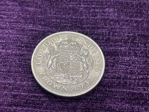 1937 GRAN BRETAGNA GEORGE VI GRANDE CORONA ARGENTO DA COLLEZIONE ALTA QUALITÀ MOLTO RARA - Foto 1 di 2