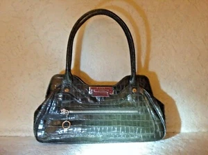 Echte "MAXX" NewYork Schultertasche - olivgrün Crock geprägt feines Gen. Leder - Bild 1 von 10