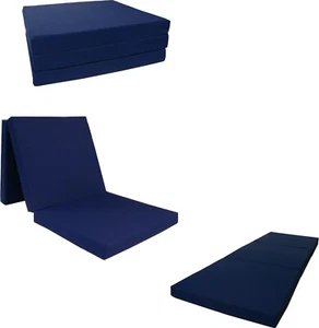 Camas de espuma triple Shikibuton, alfombrillas plegables para dormir, densidad 1,8 3x27x75 azul marino - Imagen 1 de 2