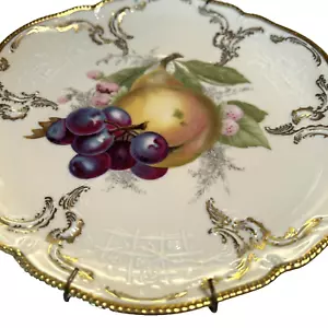 German Rosenthal Round Plate 8.5" Fruit Ivory Gold 1925-194I Scalloped 87557 - Picture 1 of 21