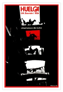 Cuban Poster.HUELGA.On Strike.Eisenstein film art.Graphic design.Collectible - Picture 1 of 1