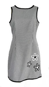 Mod Vintage 90er Byer Calif Größe 7 Gingham Daisy bestickt ärmellos kurzes Kleid S - Bild 1 von 5