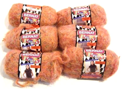 Lot of 6 Skeins Outrageous Orange 55605 Yarn by Bernat Frenzy - NEW (#145) - Image 1 of 4