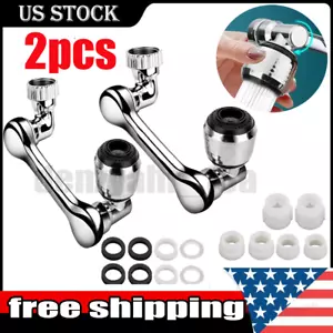 2 Pcs Universal 1080° Swivel Extension Faucet Aerator Rotate Robotic Arm Extend - Picture 1 of 9