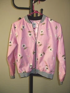 Milly Minis Girls Long Sleeve Front Zip Pink with Flowers Jacket - 14 - Picture 1 of 3