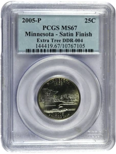 2005-P PCGS MS67 Minnesota DDR-004 Satin Extra Tree Washington State Quarter - Picture 1 of 3