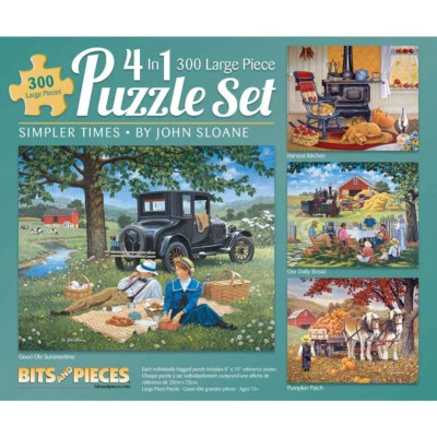 Bits and Pieces - 4-In-1 Multi-Pack 300 Piece Jigsaw Puzzles for Adults - Each M - Image 1 of 4
