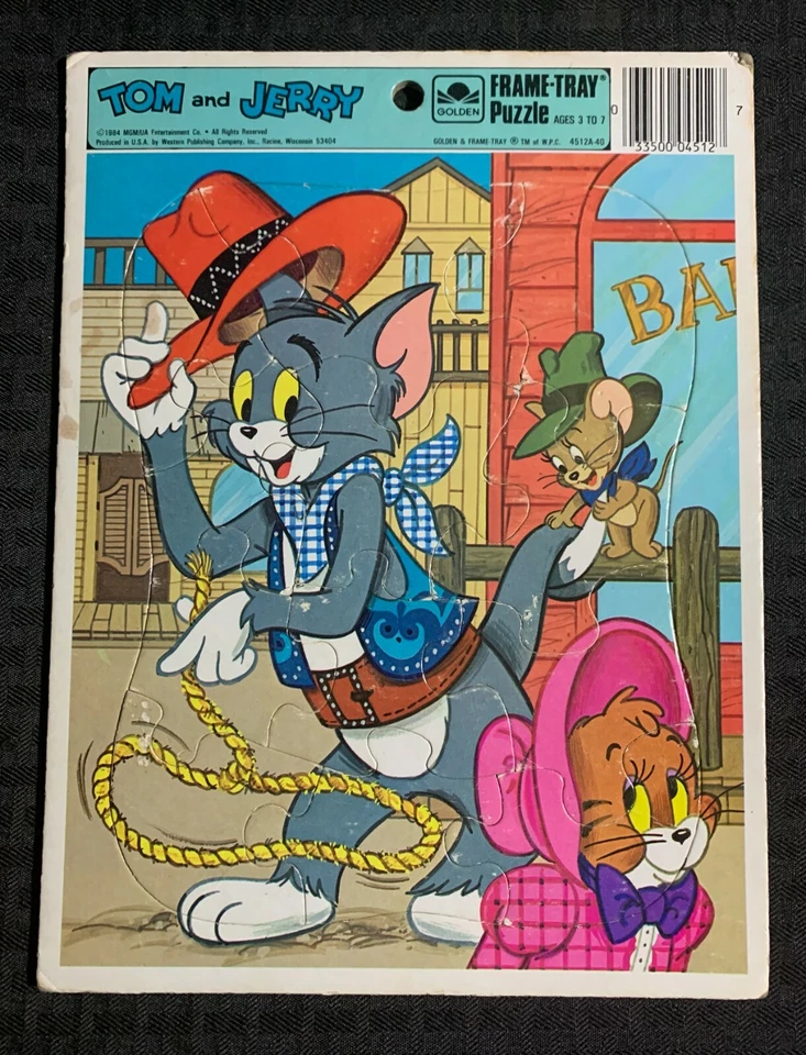 1984 TOM AND JERRY 8.25x11" Frame-Tray Puzzle FN+ 6.5 Golden 4512A-40 - Image 1 of 1