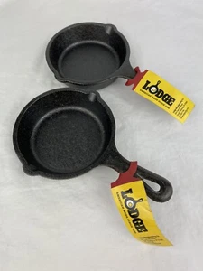 LOT OF 2 LODGE Cast Iron Skillet USA 3.5" Egg Mini Frying Pan Skillet Ashtray - Picture 1 of 8