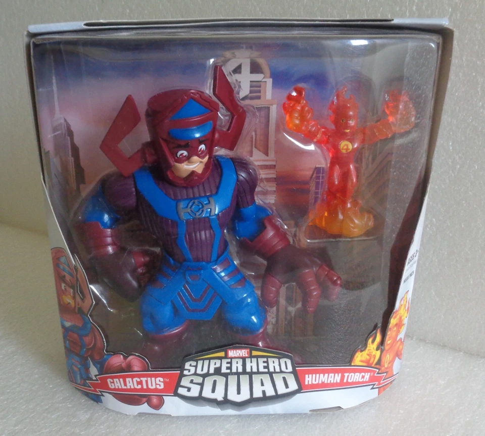 Marvel Super Hero Squad Galactus and Human Torch Hasbro 2007 6in & 3in