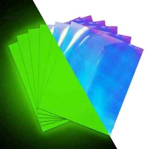 10Pc A4 Glow in Dark Adhesive Vinyl Holographic Blue to GN Luminous Film For Cup - Picture 1 of 7