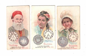 Wills Vice Regal Cigarette Cards x 3 - 1907 Time & Money in different countries - Picture 1 of 2