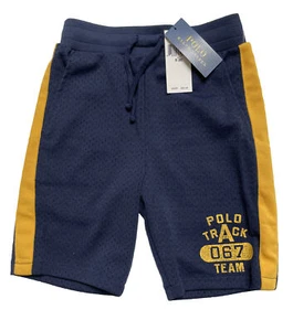 Polo Ralph Lauren Boys Active Navy & Yellow Mesh POLO TRACK Graphic Shorts S(8) - Picture 1 of 6