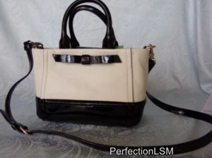 Neu mit Etikett Kate Spade Chelsea Park Gigi Schulranzen/Schulter/Umhängetasche in schwarz Patent & Knochen - Bild 1 von 12