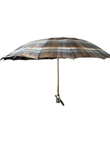 Vintage 1930's Plaid Umbrella Parasol With Lucite Handle, Wood & Metal Frame (fo - Picture 1 of 12