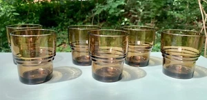 Vintage Juice Glasses Vereco France Set of 6 Brown Smoked Glass - Picture 1 of 16