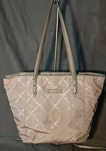 Vera Bradley Preppy Poly Ella Burnished Pewter Large Tote Bag Double Handles - Picture 1 of 13