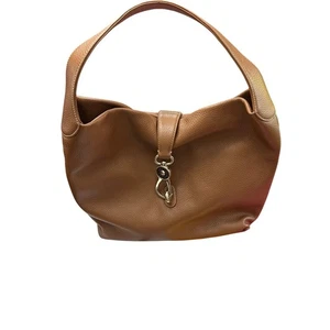 Dooney & Bourke Handtasche braun Leder Logo Lock Sac Schultertasche genarbtes Leder - Bild 1 von 18