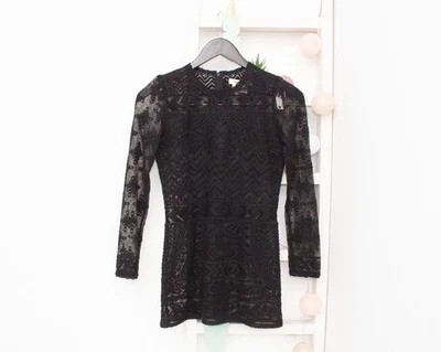 ISABEL MARANT pour H&M Lace Blouse Black Tulle Sheer Embroidered Top 34 US4 UK8 - Image 1 of 4