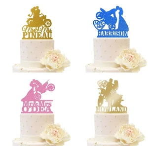 Motorrad Hochzeitstorte Topper Fahrrad Tortenaufleger Biker Sport personalisiert Name - Bild 1 von 13