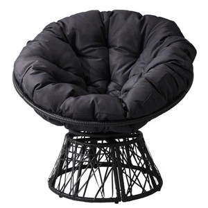 Ergonomic 38 Inch Swivel Wicker Papasan Chair with Thick Cushions for Home Use - Picture 1 of 12