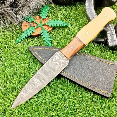 Handmade DAMASCUS STEEL KNIFE Boot Knife, Dagger knife , W/SHEATH TN-9954 - Image 1 of 4