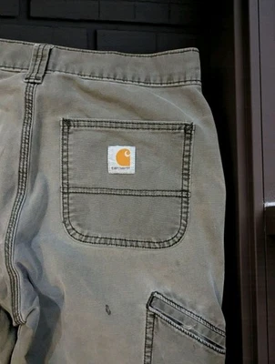 Carhartt 306 Men's Relaxed Fit Pants Size 30x30 Gray Outdoor Work Pants Distress - Image 1 of 4