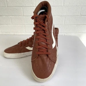 Vans Sk8-Hi Leder High-Top Sneaker Braun Weiß Herren 11,5 Klassischer Skateschuh - Bild 1 von 9