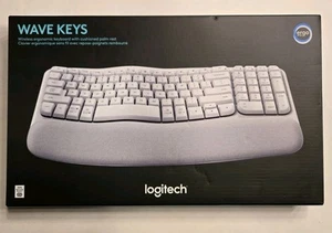 Logitech Wave Keys Wireless Ergonomic Keyboard Comfortable Typing- Off White - Picture 1 of 5