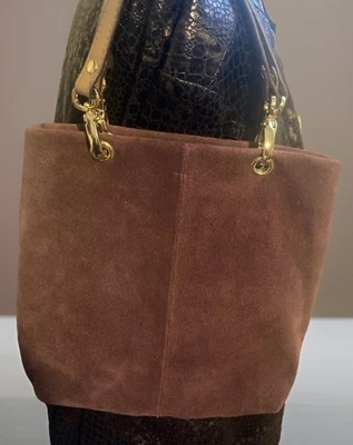 Bolso de mano Jacklyn Smith 100 % cuero de vaca tono dorado color ciruela nuevo sin etiquetas  Foto 1 de 4