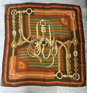 Hermes Vintage Coaching Silk Scarf By Julia Abadie Hand Rolled Large 35” X 35” - Picture 1 of 15